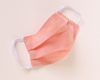 Reusable Washable 100% Cotton Face Mask - Peach Chambray Cotton - Made in the UK
