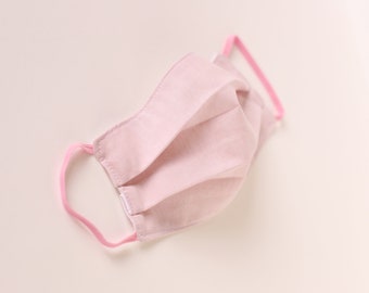 Reusable Washable 100% Cotton Face Mask - Light Pink Chambray Cotton - Made in the UK