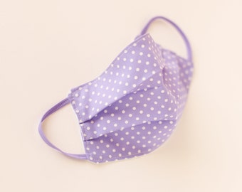 Reusable Washable 100% Cotton Face Mask - Lilac Dot - Made in the UK