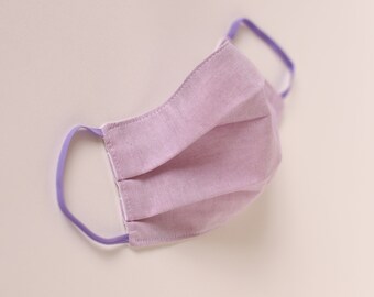 Reusable Washable 100% Cotton Face Mask - Lilac Chambray Cotton - Made in the UK