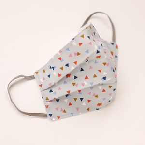 Light Grey Triangles - Reusable Washable 100% Cotton Face Mask - Made in the UK