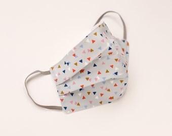 Light Grey Triangles - Reusable Washable 100% Cotton Face Mask - Made in the UK