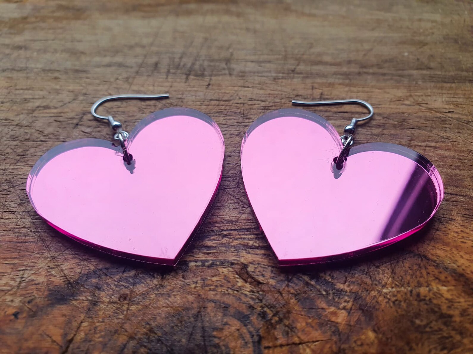 Pink Mirror Earrings Acrylic Etsy