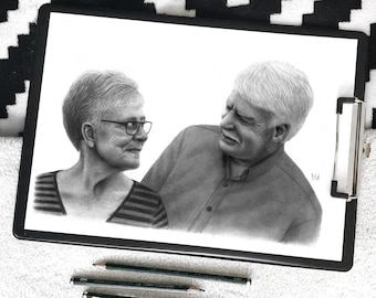 Loved one portrait, lost loved one gift, grieving gift, hand drawn portrait from photo, drawing from photo