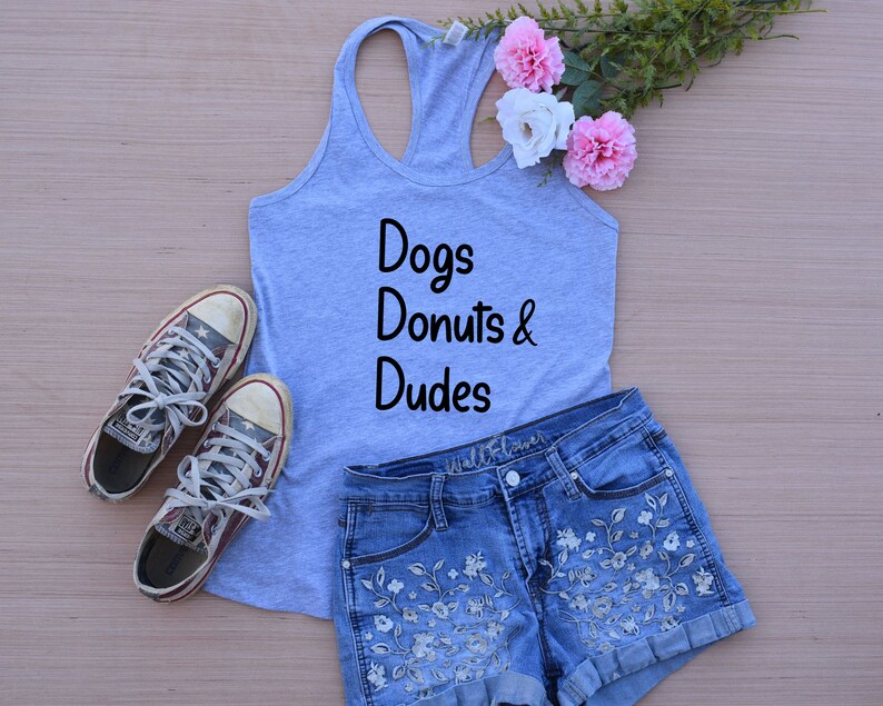 Gift Her Under 30 Funny Donut Shirt Donut Lover Gift Gray Tank Graphic Tank Top Dog Lover Tank Top Donut Tee Dog Lover Gift Idea