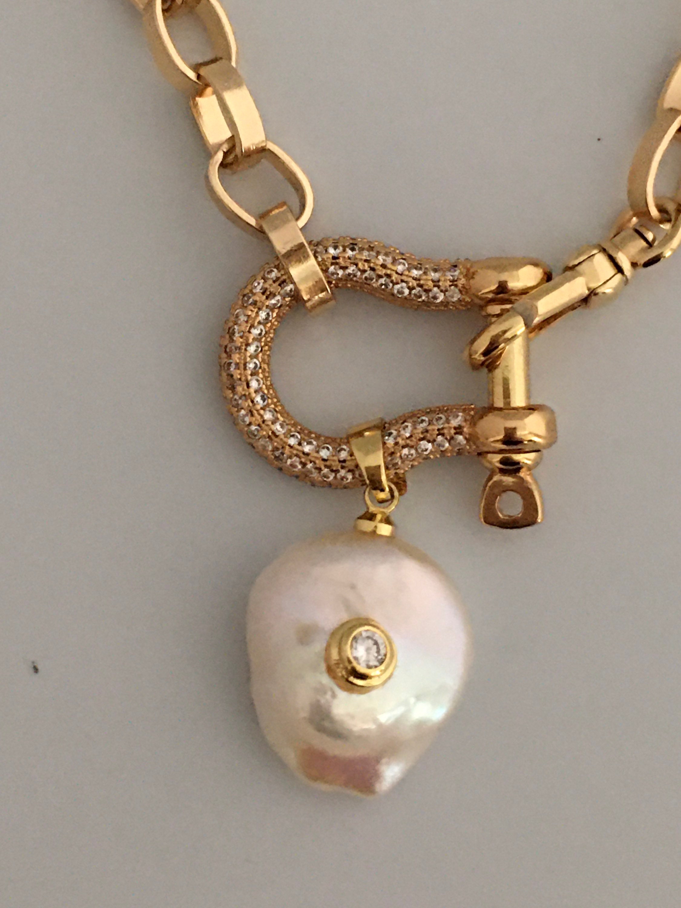 Carabiner Shackle Chain NecklaceGold Pave Shackle NecklaceCZ Etsy