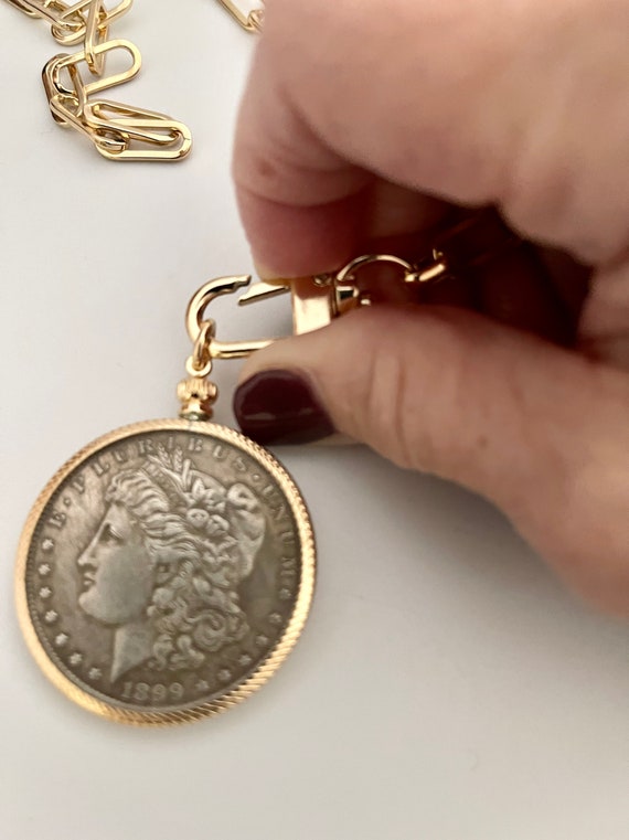 Unique Liberty Coin Necklace - Burnished Silver Pendant