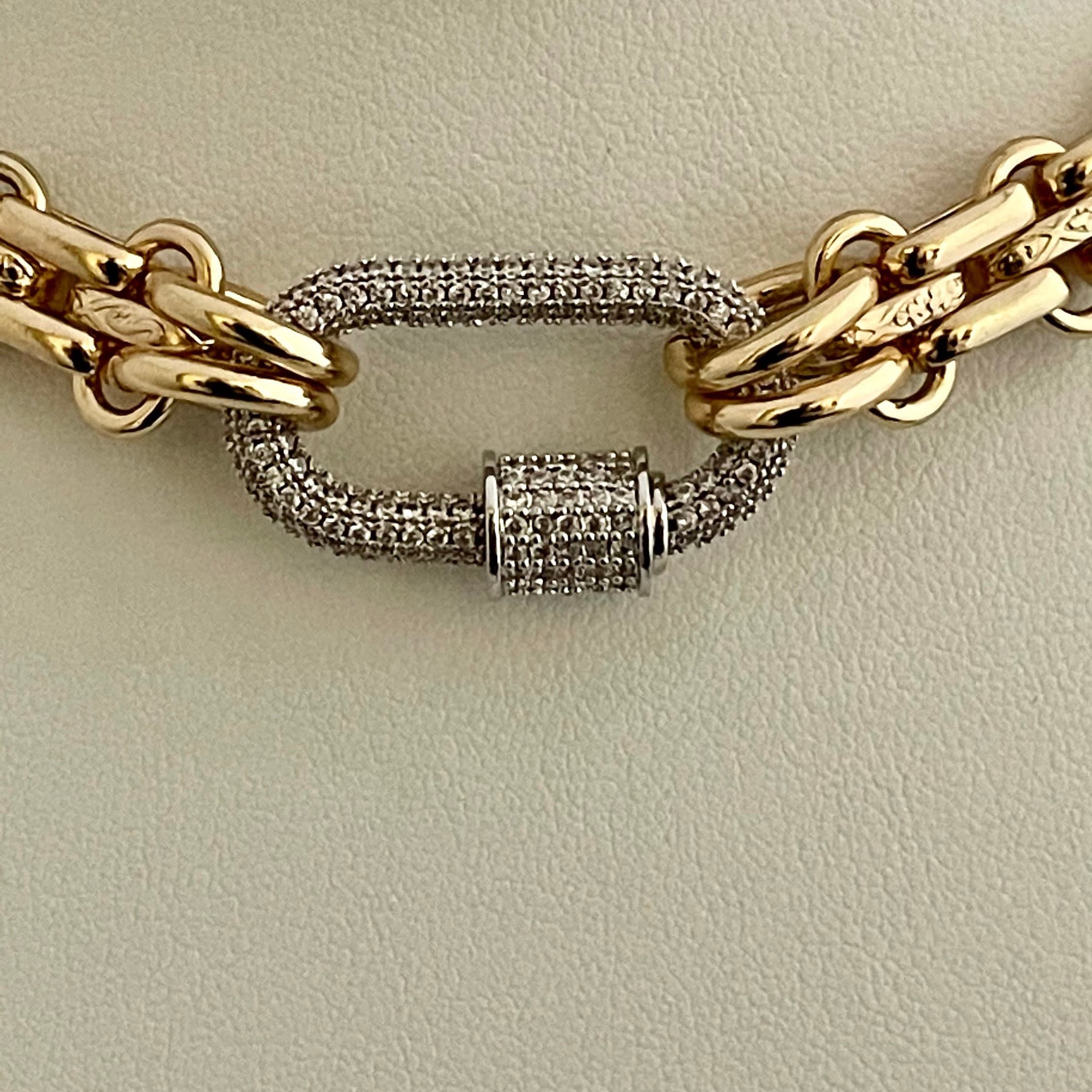 Gold Carabiner Necklace-chunky Multilink Chain Necklace