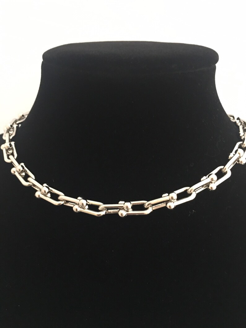 Chunky Silver Chain NecklaceSilver Chain NecklaceBall U Link Etsy