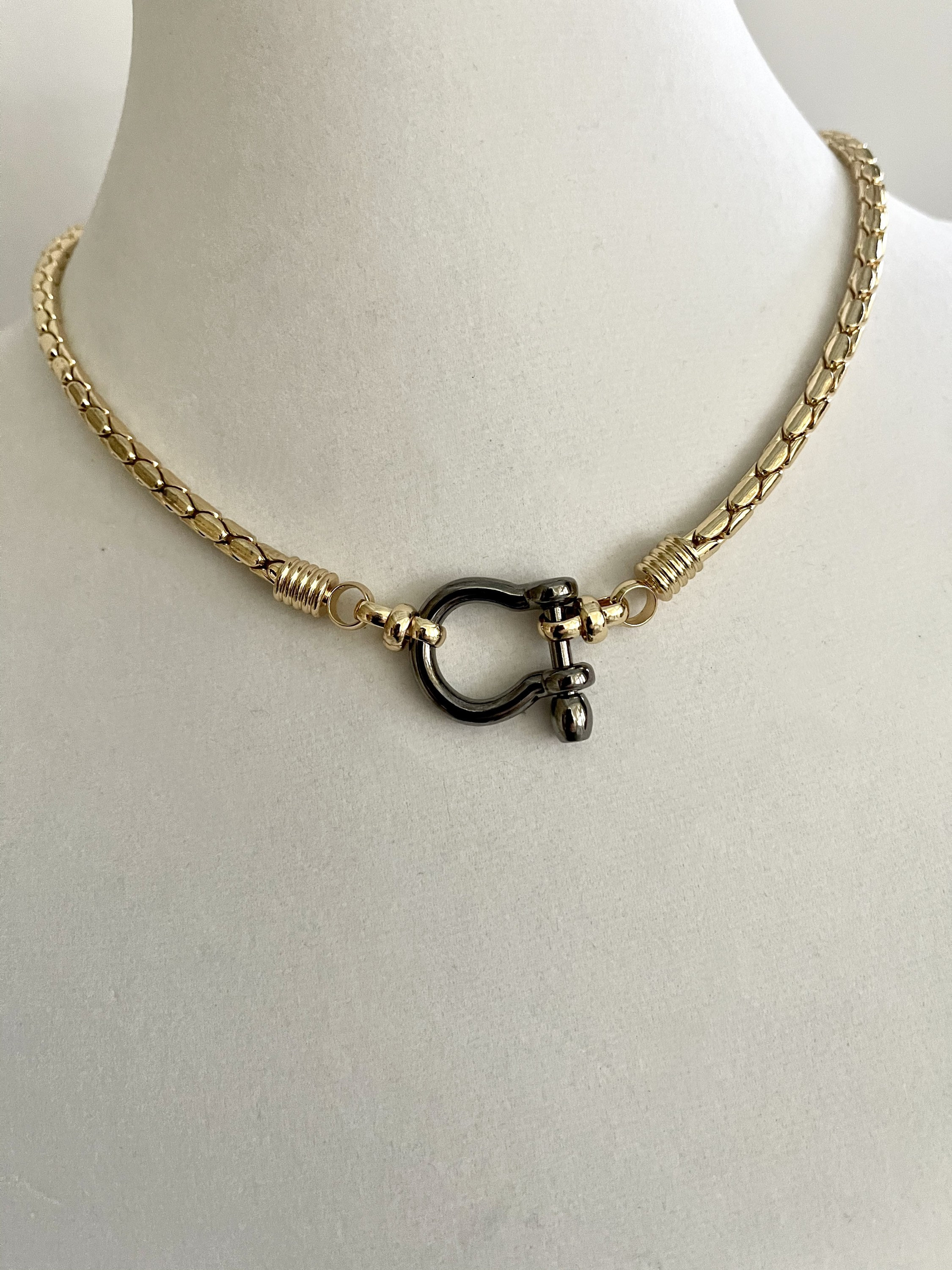 Gold Shackle Chain NecklaceThick Gold Snake Chain Etsy