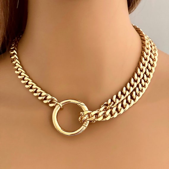 Chunky Gold Miami Cuban Chain Necklace-thick Chunky Chain-double Layer Cuban  Chain-round Spring Lock Clasp-unique Design-gift for Her -  Sweden