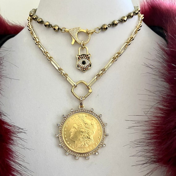 Gold dollar coin best sale necklace
