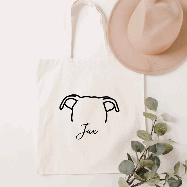 Custom Personalized Dog Ear Outline Tote Bag - put your pets ears on a tote!