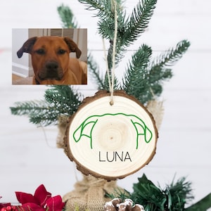 CUSTOM Dog Ear Wooden Ornament - Put your pet's ears on an ornament - Custom Holiday Ornament