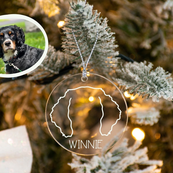 CUSTOM Dog Ear Clear Acrylic Ornament - put your pets ears on an ornament - custom holiday pet ornament