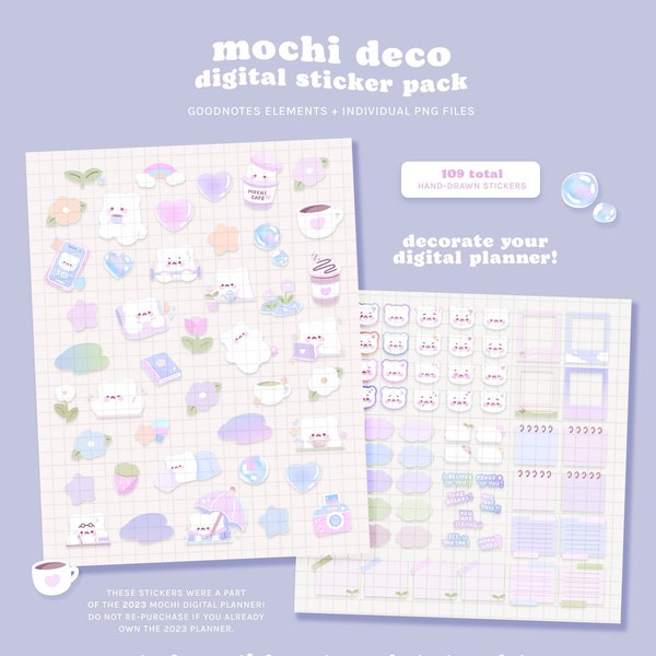 Mochi Deco Digital Sticker Pack / Cute Digital Planner Stickers / GoodNotes Stickers