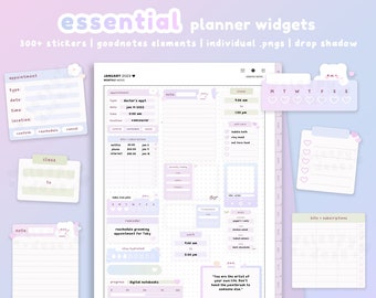 Cute Essential Digital Planner Widget Stickers / Cute Digital Planner Stickers / GoodNotes Stickers / Planner Widgets