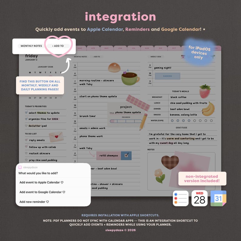 2026 Mochi Digital Planner for Goodnotes, Monthly Weekly Daily Planning ...