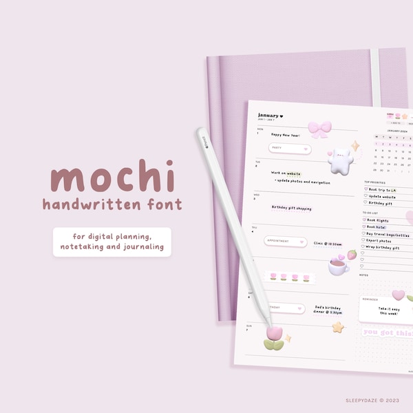 Mochi | Cute Handwritten Font for Digital Planning and Note-taking