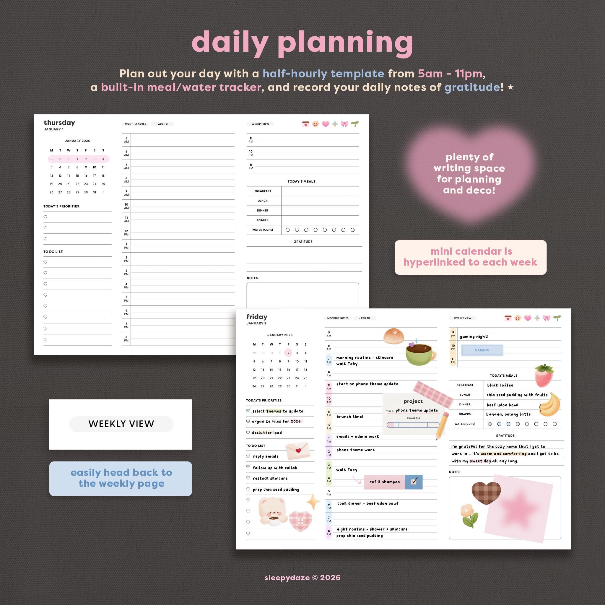 2026 Mochi Digital Planner for Goodnotes, Monthly Weekly Daily Planning ...