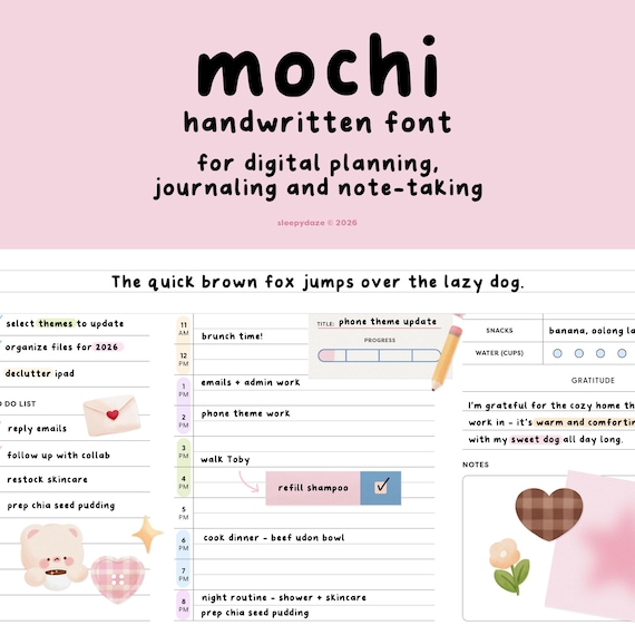 Mochi | Cute Handwritten Font for Digital Planning and Note-taking