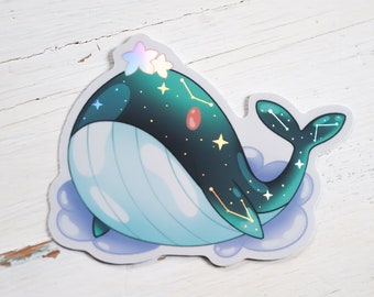 Starry Whale Holographic Sticker | Whale Sticker | Laptop Sticker | Vinyl Sticker | Kawaii Stickers | Planner Sticker | Cute Sticker