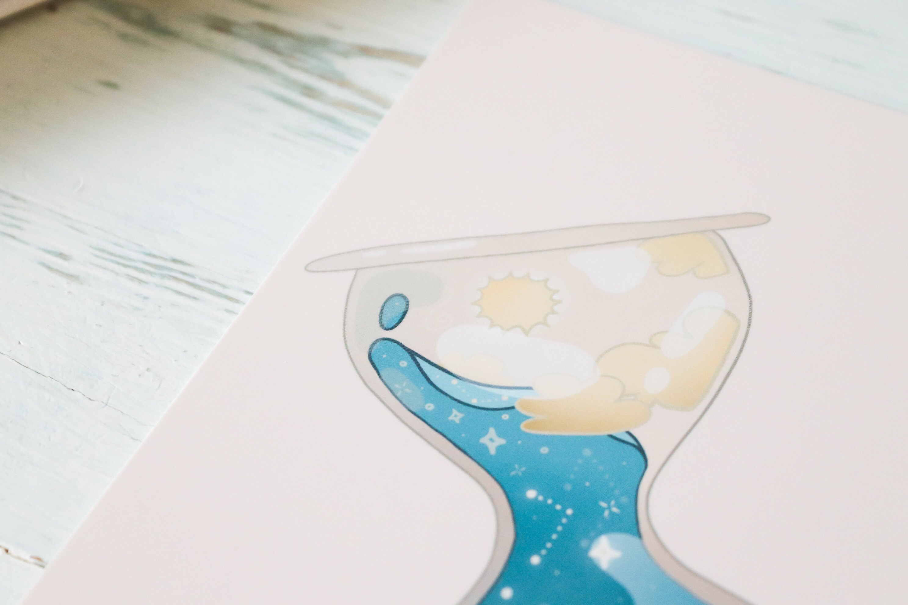 Kawaii Stationery Postcard Art Print Aesthetic Postcard Hourglass Art Print Kawaii Galaxy