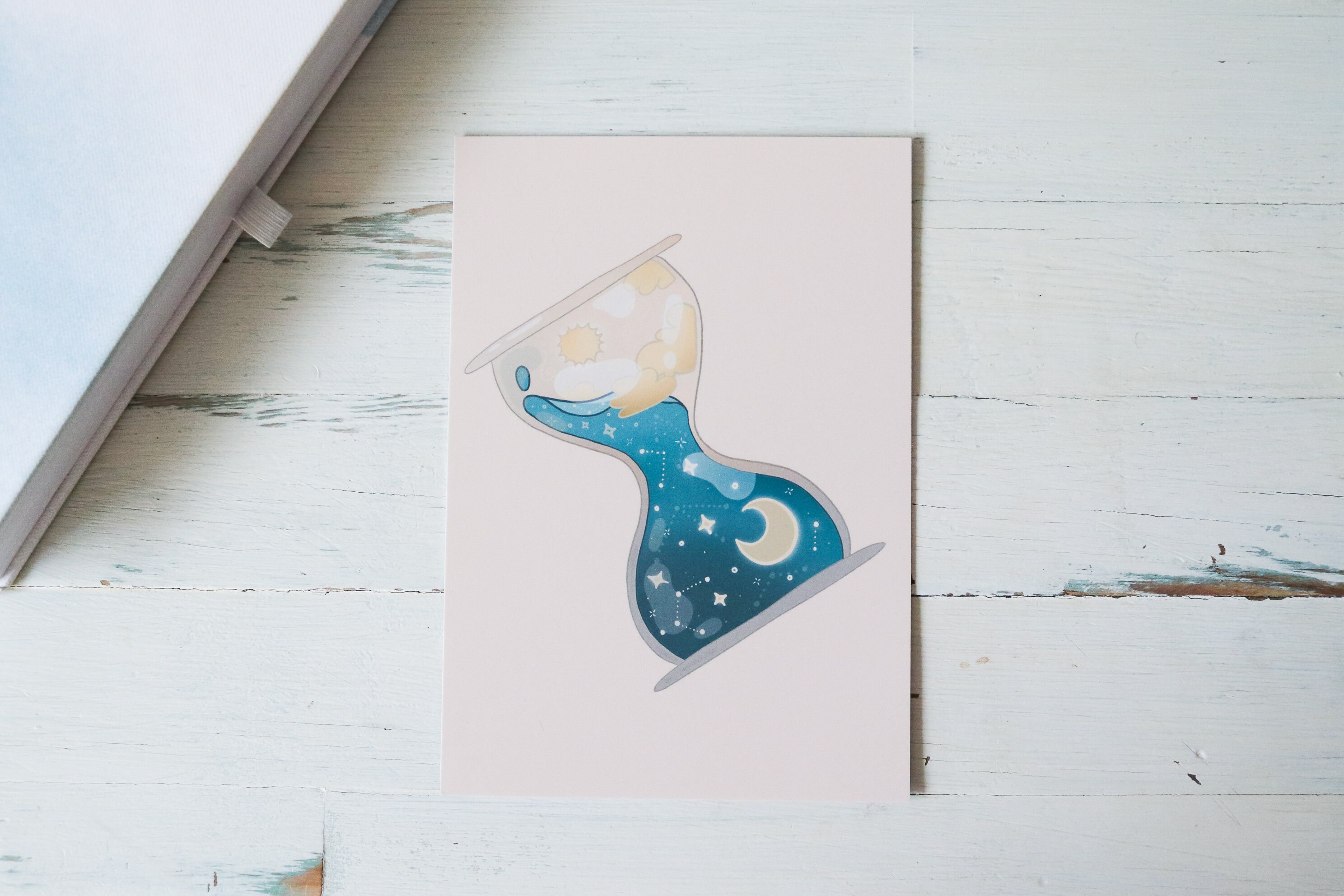 Kawaii Stationery Postcard Art Print Aesthetic Postcard Hourglass Art Print Kawaii Galaxy