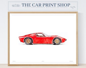 Classic car nursery decor, Vintage Car Print, Kids Room Decor, Nursery Decor, Transportation Art, Miura Poster, Home Office Decor