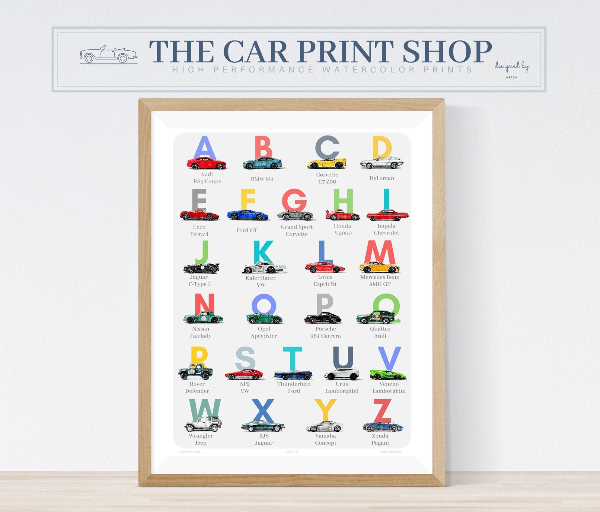 Auto Alphabet Print Oldtimer Alphabet ABC Vintage Auto Etsy