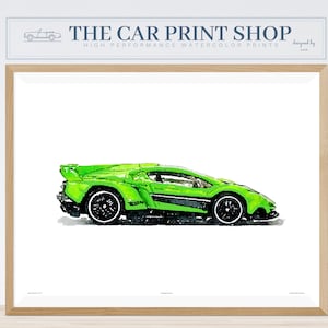 Printable wall art neon car Racing Car Print, Lambo Print, Boy Bedroom Decor, Printable Car, Vehicle Art, Green Decor, Sports Car, Lambo