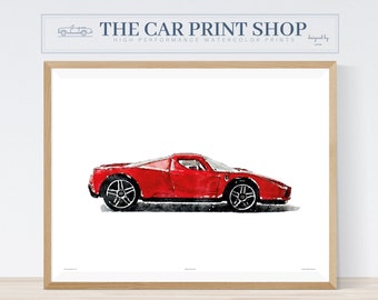 Car Print, Sports Car Art, Vintage Car Print, Kids Room Wall Decor, Red Decor, Transportation, Vehicle Art, Ferrari Poster, Watercolor