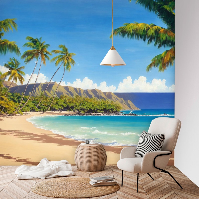 Hawaiian Mural Seaside Wall Mural Peel and Stick Wallpaper - Etsy
