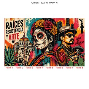 Mexican Street Art Mural, Día de los Muertos Graffiti Peel & Stick Wallpaper for Restaurants image 5