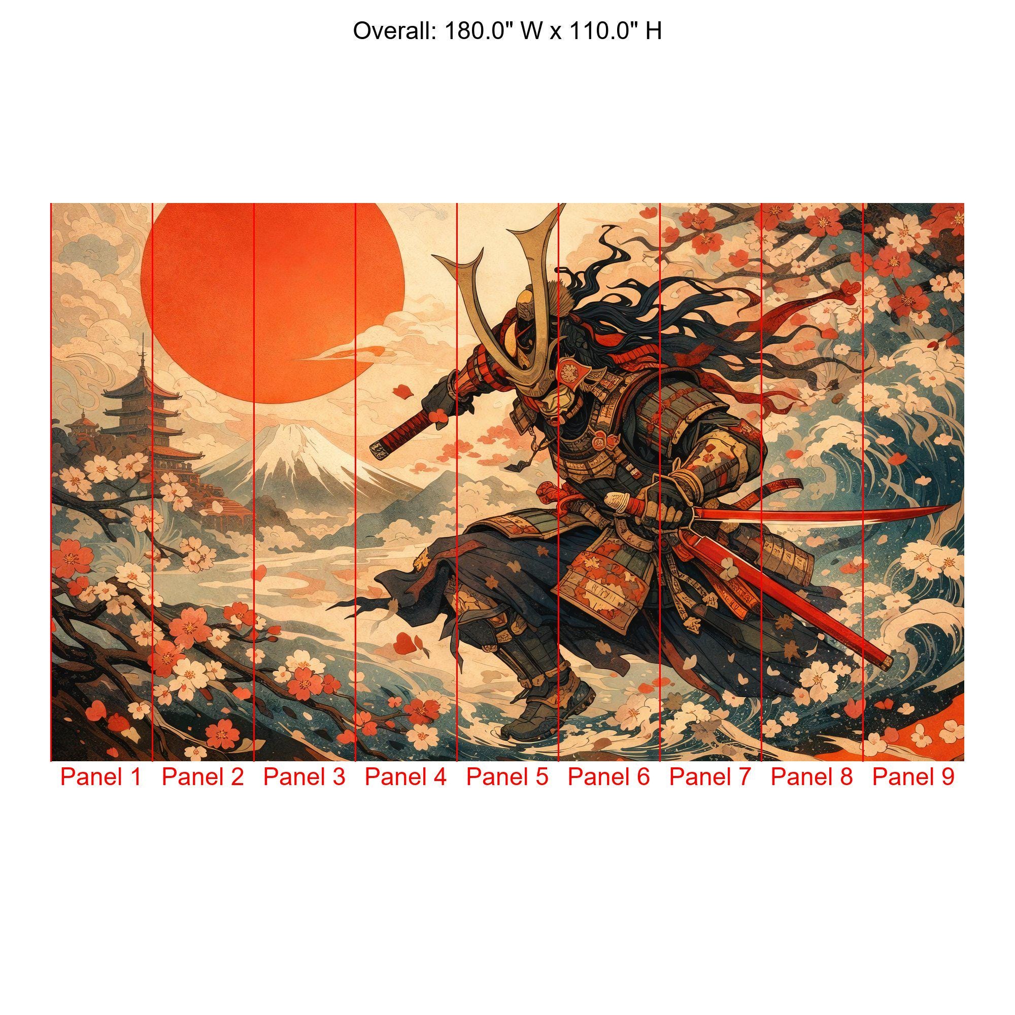 Samurai Ukiyo E Mural, Japanese Warrior Peel and Stick Wallpaper - Etsy