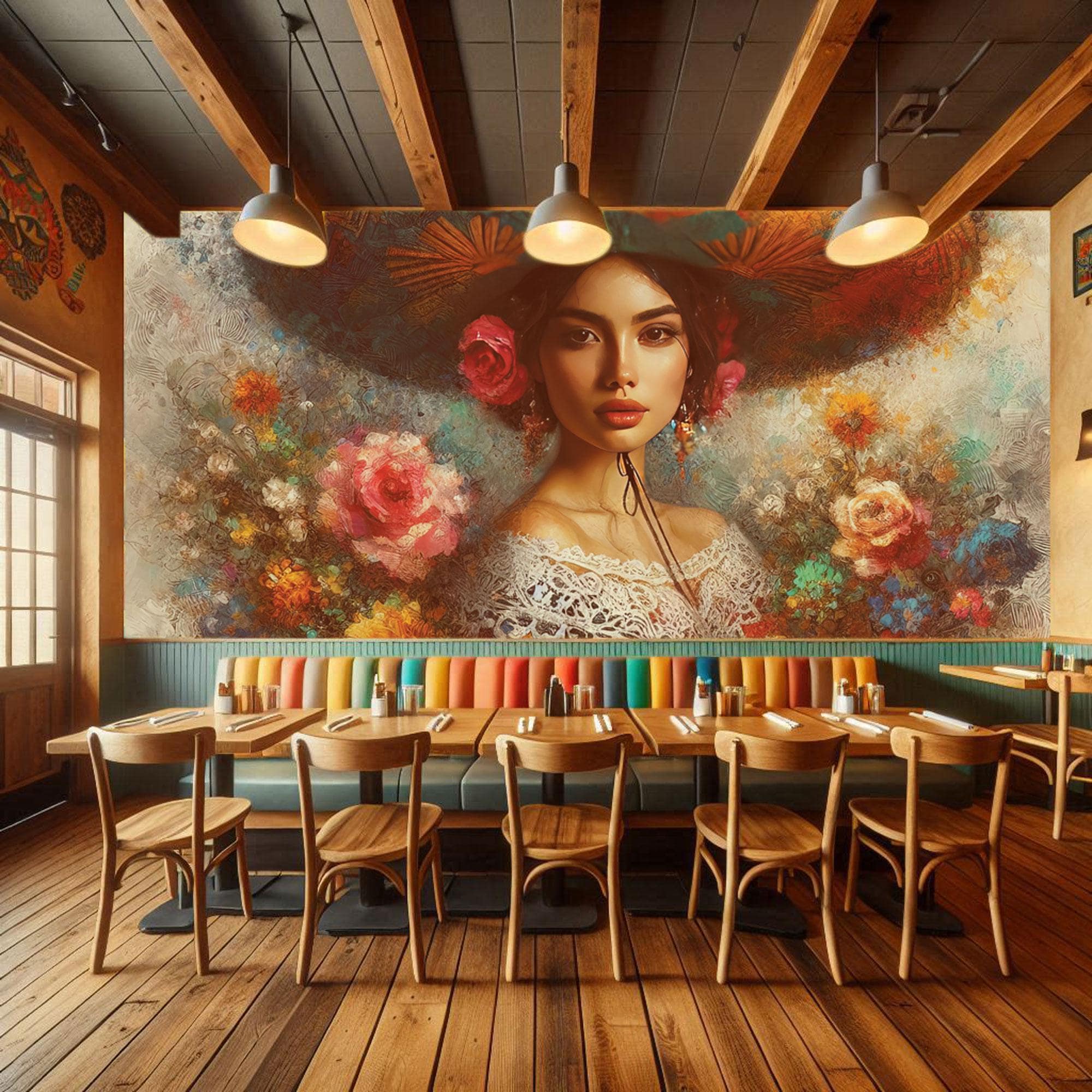 Mexican Art Peel and Stick Wallpaper Sombrero Floral Design Etsy — free download