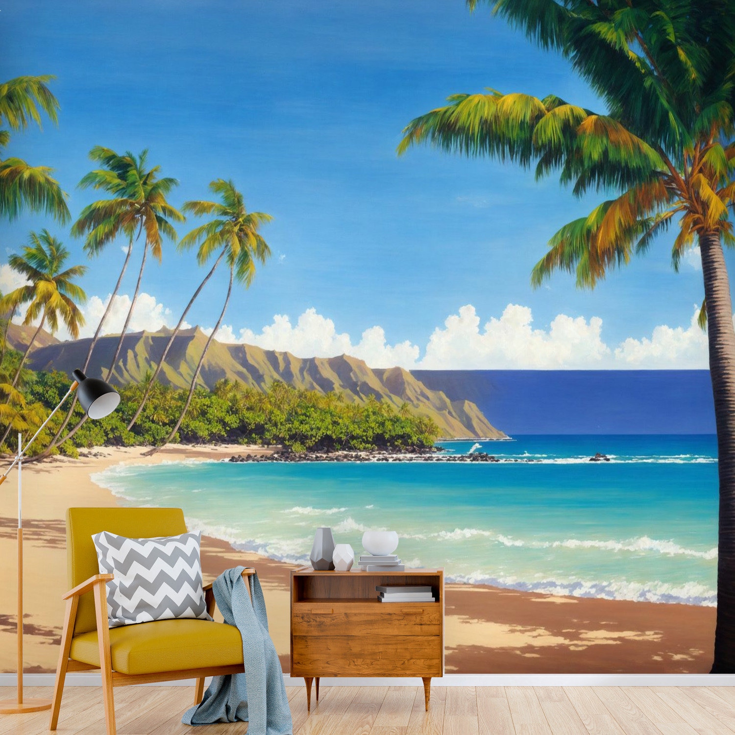 Hawaiian Mural Seaside Wall Mural Peel and Stick Wallpaper Etsy