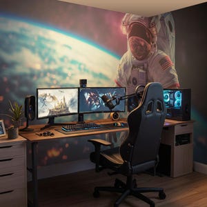 Bold Astronaut Wallpaper Mural: Sci-Fi Space Wall Decor