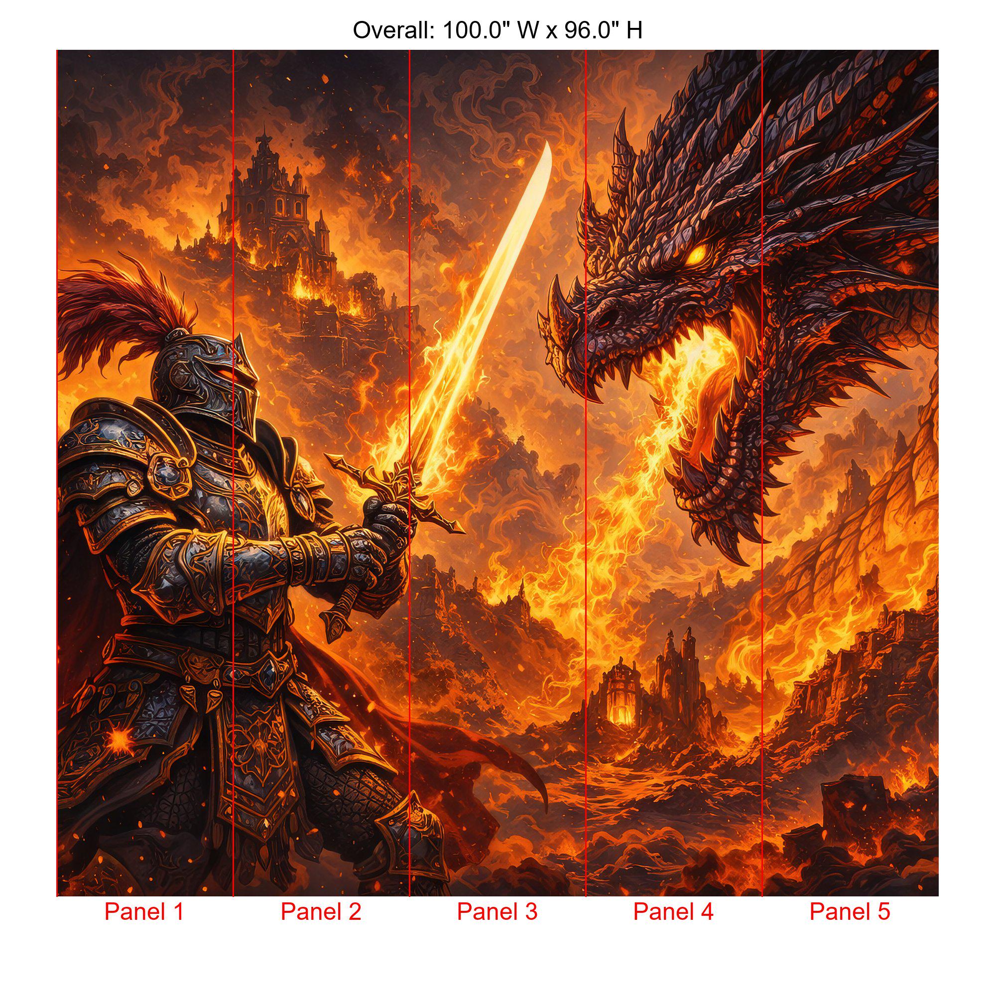 Dragon Knight Peel and Stick Wallpaper, Fiery Fantasy Wall Mural for ...