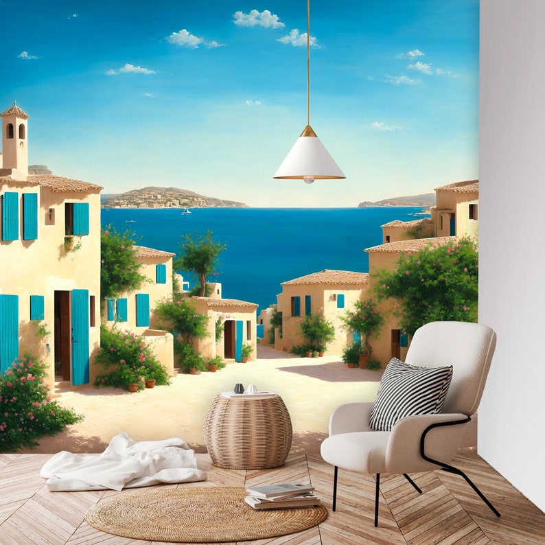 Wall Murals Mediterranean Wallpaper Peel and Stick Etsy