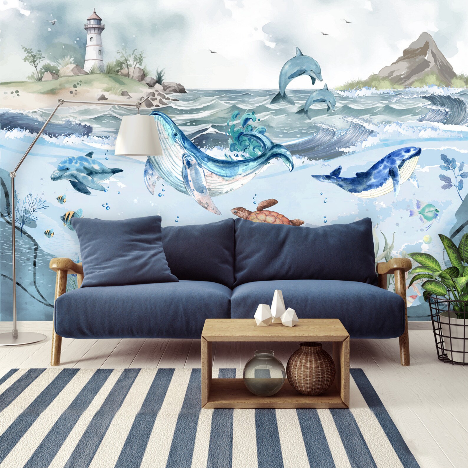 Ocean Life Wallpaper, Sea World Wallpaper, Mural for Kids Room, Boy