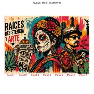 Mexican Street Art Mural, Día de los Muertos Graffiti Peel & Stick Wallpaper for Restaurants image 7