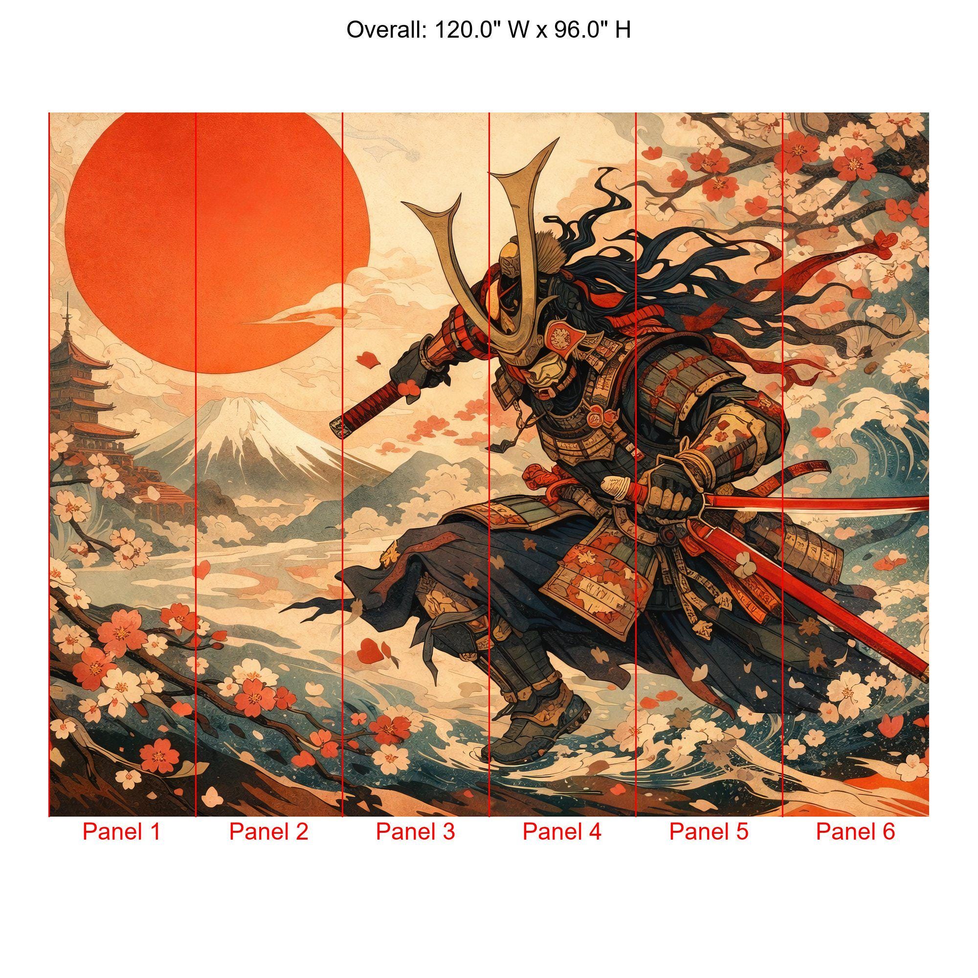 Samurai Ukiyo E Mural, Japanese Warrior Peel and Stick Wallpaper - Etsy