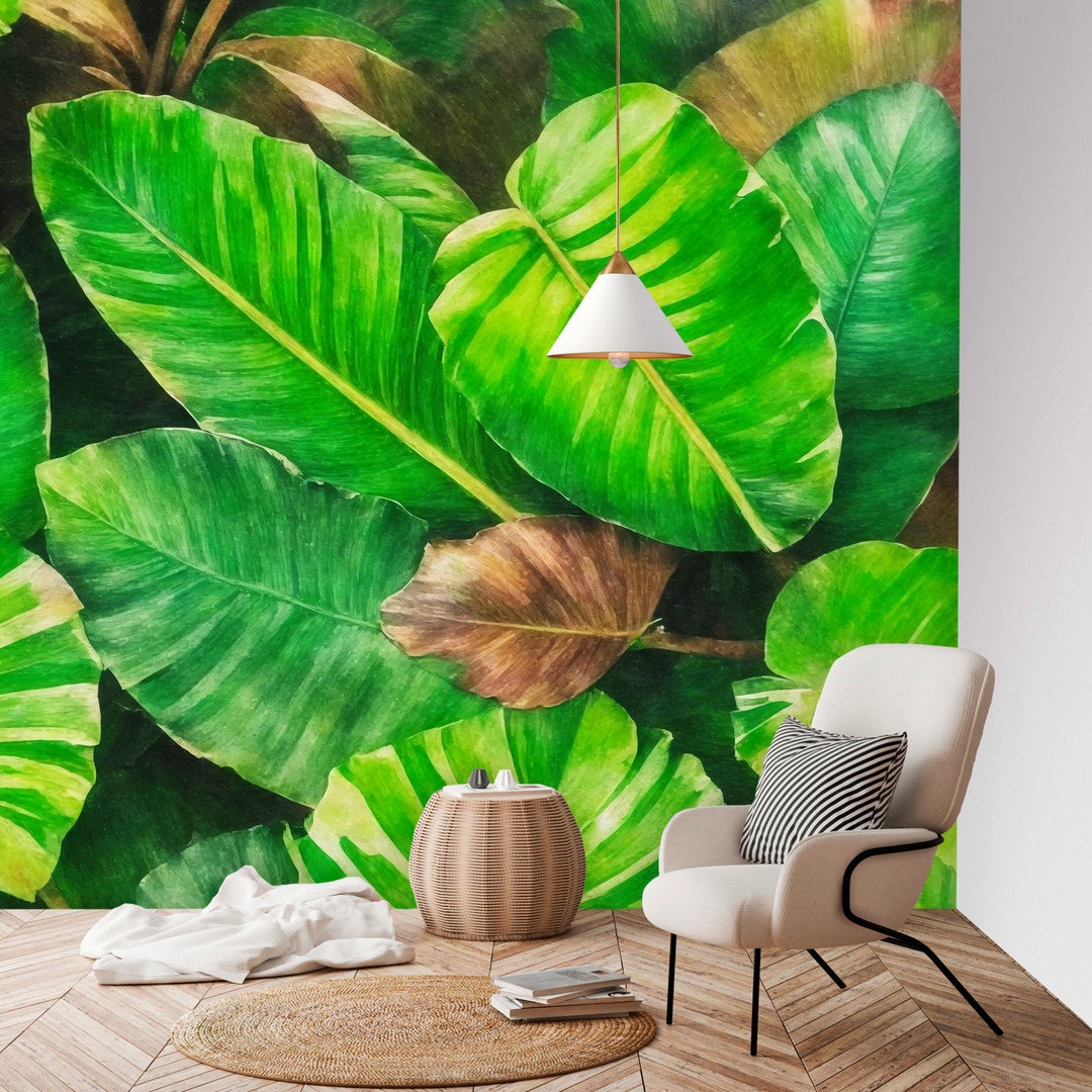 Banana Leaf Wall Mural: Tropical Peel and Stick Wallpaper - Etsy