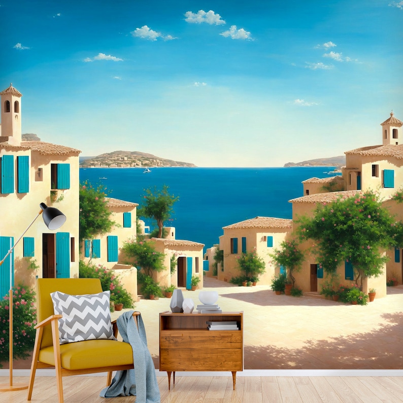 Wall Murals Mediterranean Wallpaper Peel and Stick Etsy