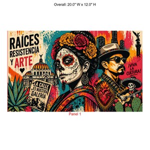 Mexican Street Art Mural, Día de los Muertos Graffiti Peel & Stick Wallpaper for Restaurants image 12