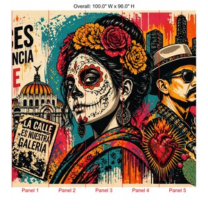 Mexican Street Art Mural, Día de los Muertos Graffiti Peel & Stick Wallpaper for Restaurants image 11