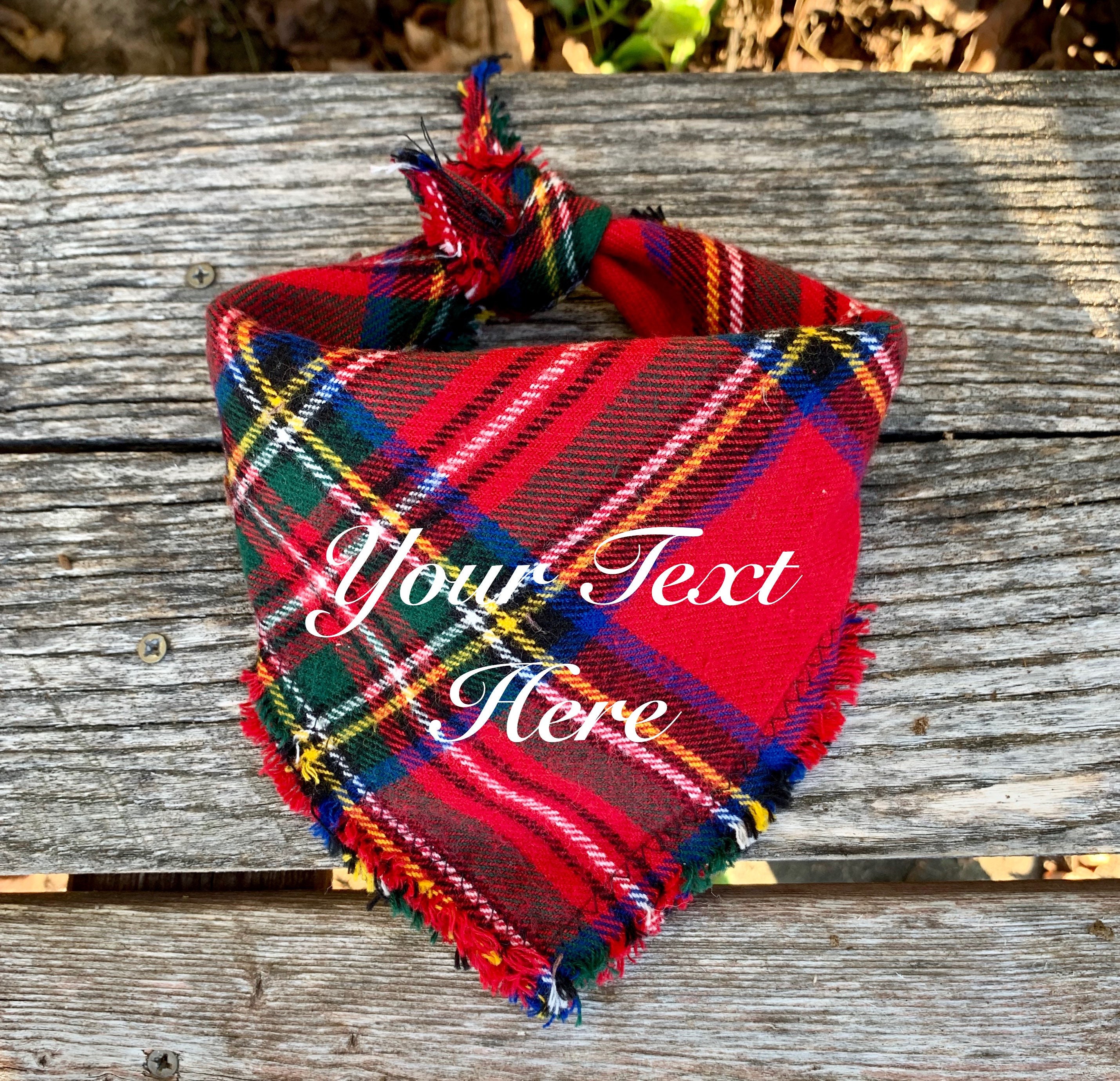 Tartan Plaid Dog Bandana Tie On Frayed Personalized Dog Etsy