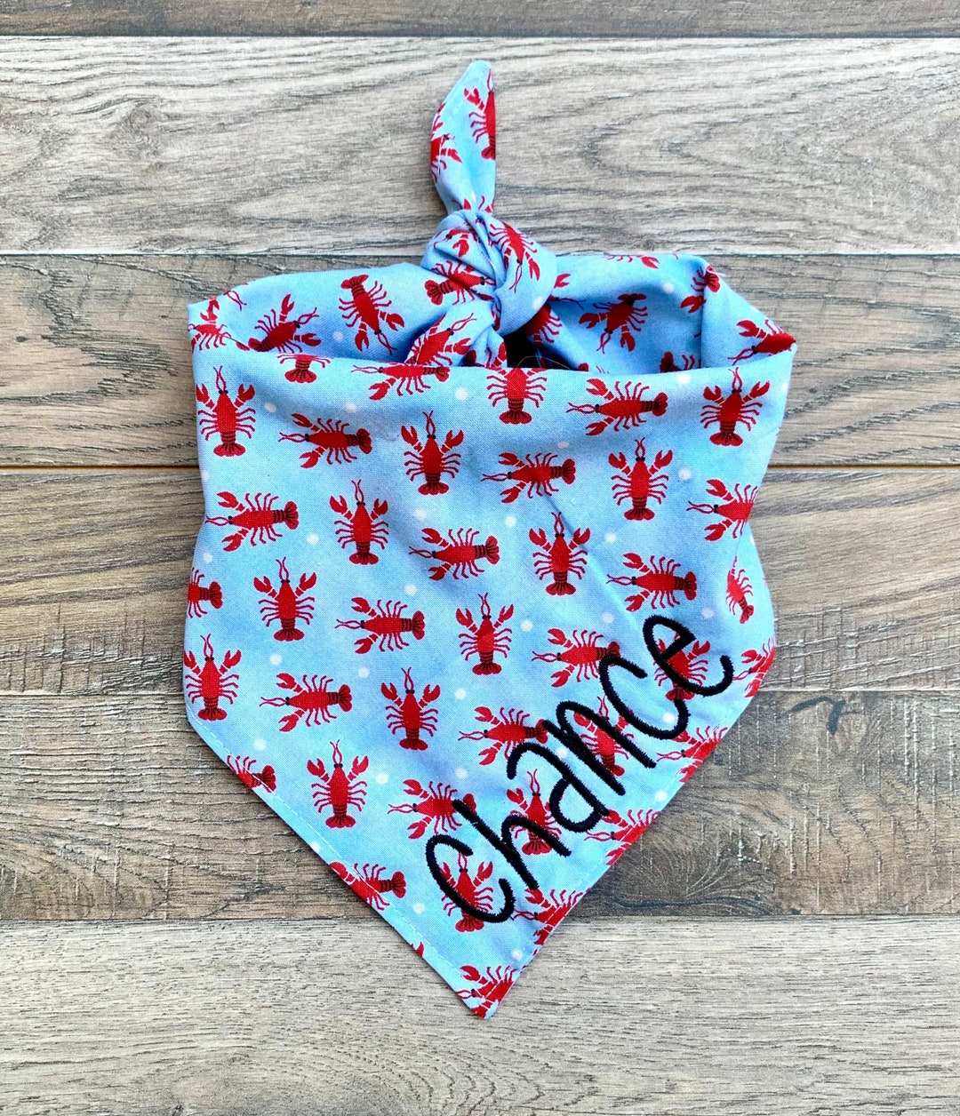 Lobster Personalized Dog Bandana Tie on Embroidered Custom Etsy