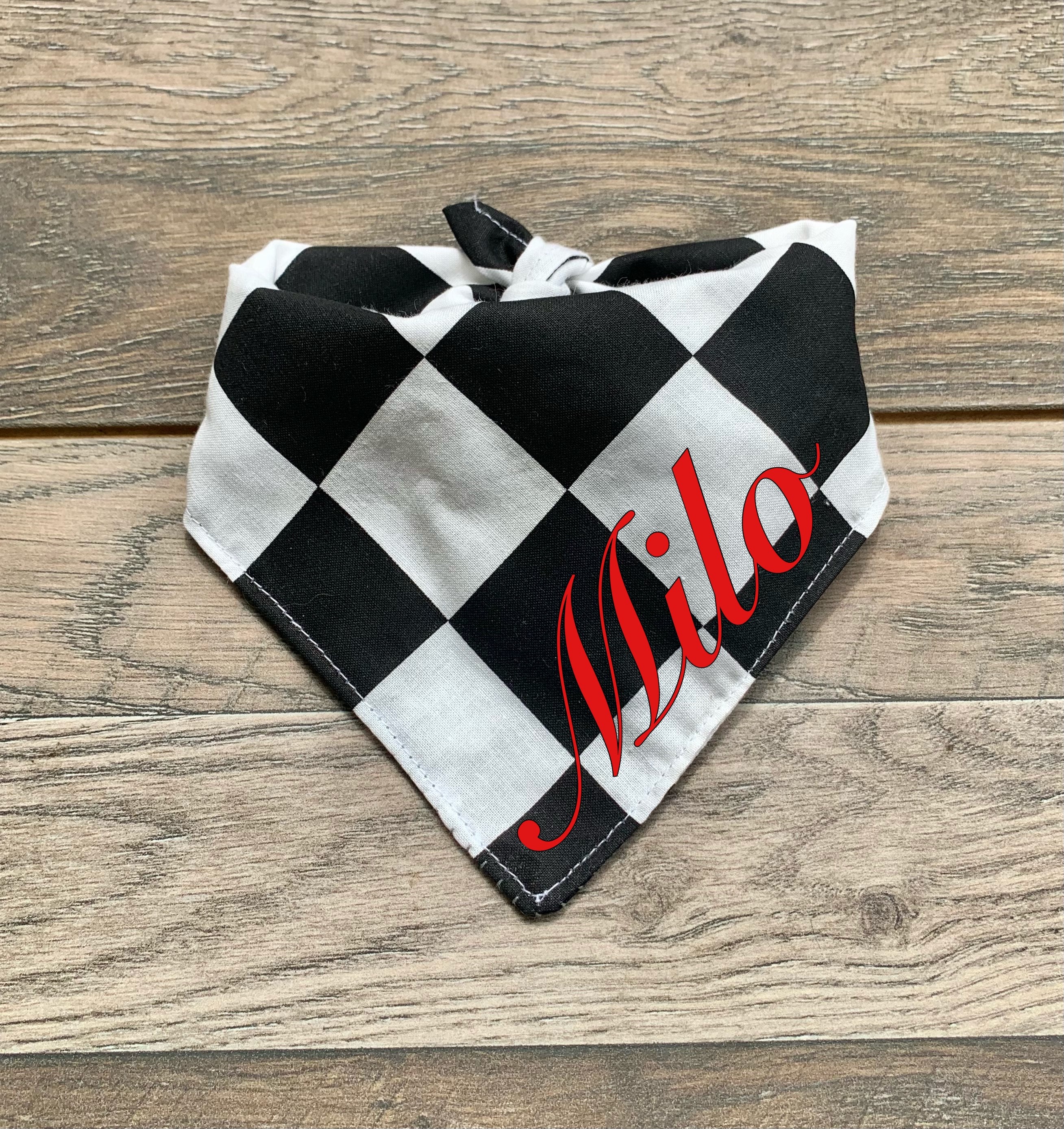 Checkered Flag Racing Dog Bandana Black and White Tie on Etsy